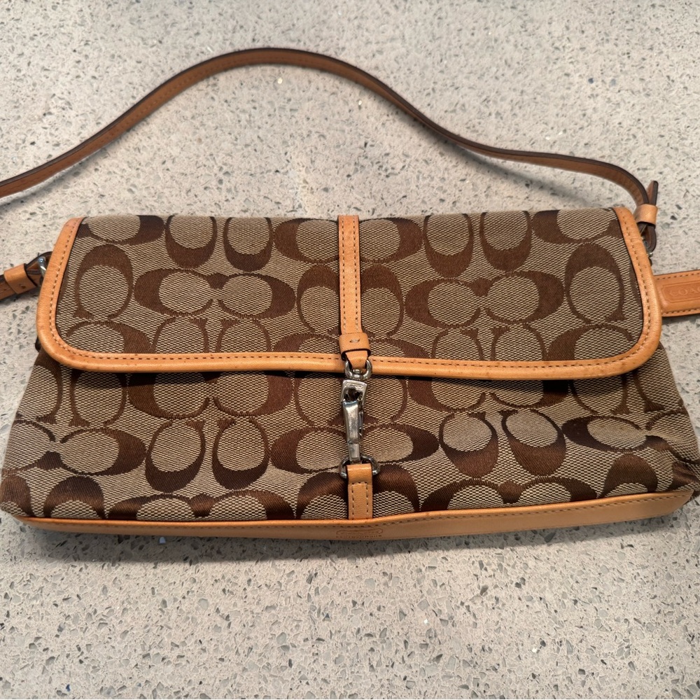 Coach Signature Crossbody Bag in Brown and Tan